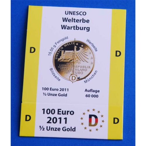 Goldeuroschuber für 100 Euro 2011 "Wartburg" adfg oder j D