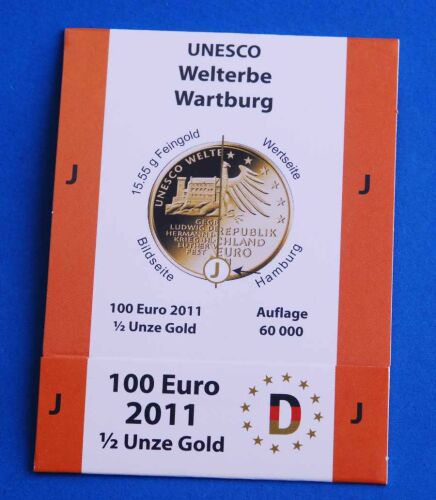 Goldeuroschuber für 100 Euro 2011 "Wartburg" adfg oder j J