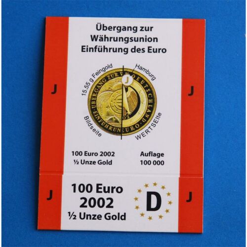 Goldeuroschuber für 100 Euro 2002 "Währungsunion" adfg oder j J