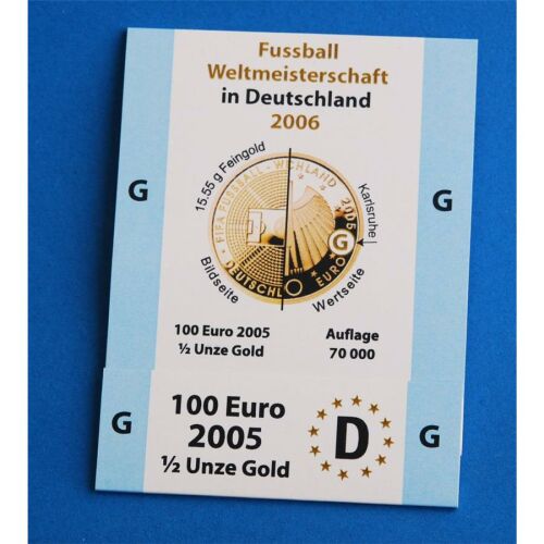 Goldeuroschuber für 100 Euro 2005 "Fußball WM" adfg oder j G