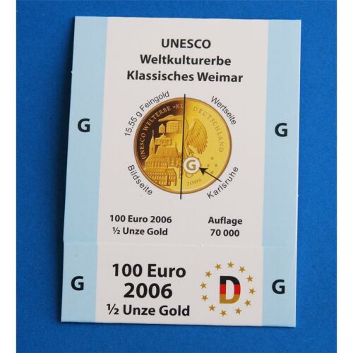 Goldeuroschuber für 100 Euro 2006 "Weimar" adfg oder j G