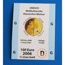 Goldeuroschuber für 100 Euro 2006 "Weimar"...