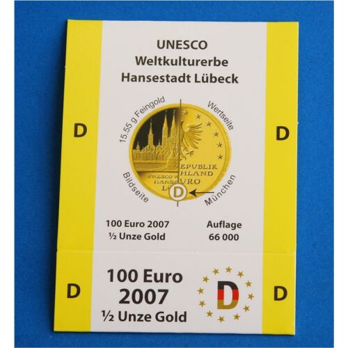 Goldeuroschuber für 100 Euro 2007 "Lübeck" adfg oder j D