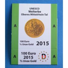 Goldeuroschuber f&uuml;r 100 Euro 2015 &quot;Mittelrheintal&quot; adfg oder j