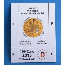 Goldeuroschuber f&uuml;r 100 Euro 2015 &quot;Mittelrheintal&quot; adfg oder j