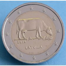 Lettland 2 Euro 2016 &quot;Milchwirtschaft - Kuh&quot; unc.