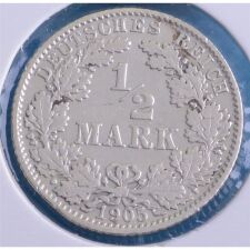 Deutsches Reich 1/2 Mark 1905 D*