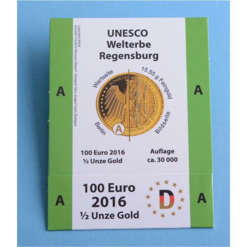 Goldeuroschuber für 100 Euro 2016 "Regensburg" adfg oder j A