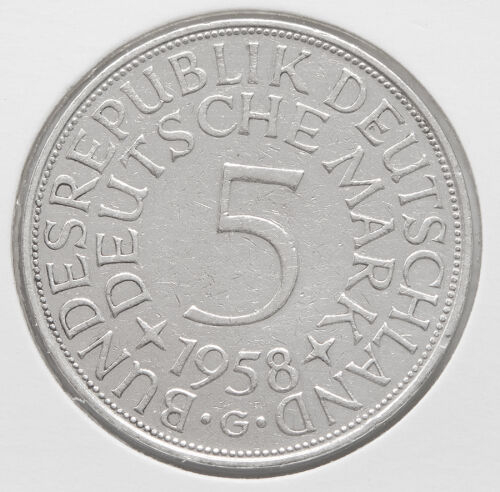 Deutschland 5 Mark 1958 G* (berieben/gereinigt)