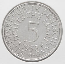 Deutschland 5 Mark 1958 G* (berieben/gereinigt)