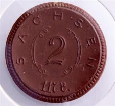 Sachsen 2 Mark 1921 - Porzellan Notgeld*