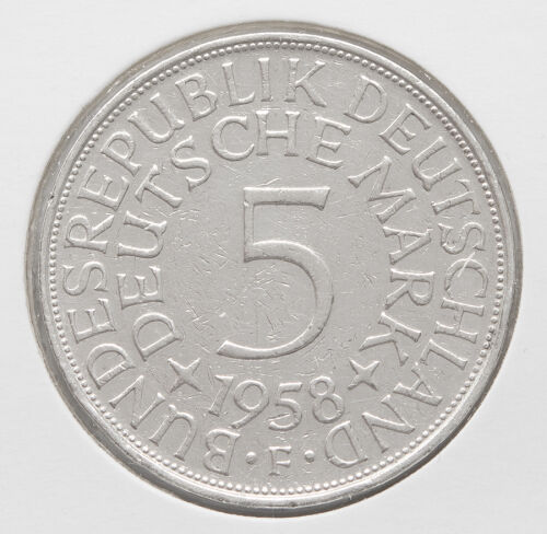 Deutschland 5 Mark 1958 F* (berieben / gereinigt)