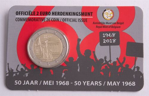 Belgien 2 Euro 2018 "Studentenrevolte Mai 1968" in niederl. Coincard