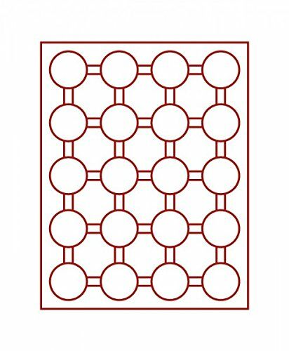 Münzenbox mit 20 runden Vertiefungen  mit Außen Ø 44  mm-Rauchglas / dunkelrote Einlage
