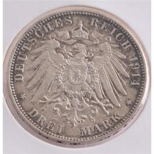 Deutsches Reich 3 Mark 1914 "Hamburg - Stadtwappen"*
