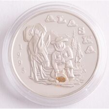 Alaska Silber Medaille - Goldgräber 1995 - mit Goldsplitter*