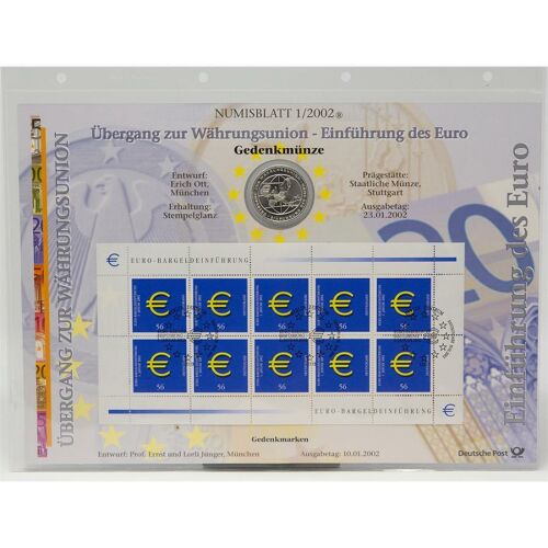 Deutschland 10 Euro 2002 - Numisbrief - Währungsunion*