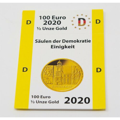 Goldeuroschuber für 100 Euro 2020 - Säulen der Demokratie - Einigkeit D