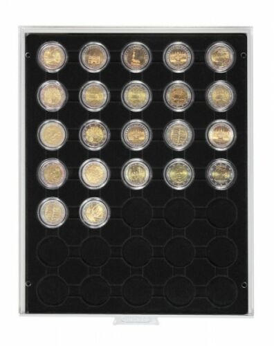 Münzenbox Cargo für 35 Münzen bis 32 mm, hellgrau / schwarzer Einlage