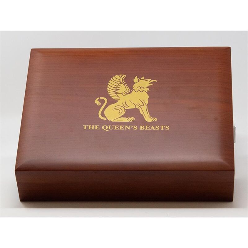 Coin PAPER WOODEN CASE Box Queen Beasts Series 2 Oz Display 10 Silver Coins Holder Coins & Paper