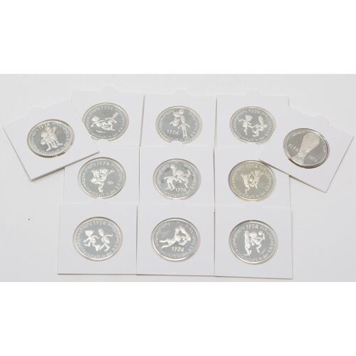 Medaillensatz FIFA WM 1974 - 11 x 13 g - 1000er Silber