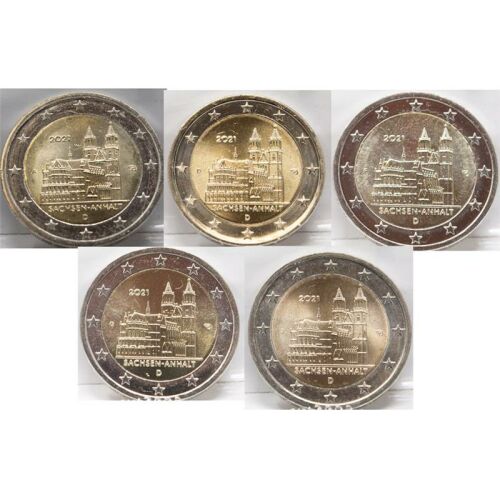 Deutschland 2 Euro Satz 2021 - Sachsen-Anhalt - Magdeburger Dom - ADFGJ*