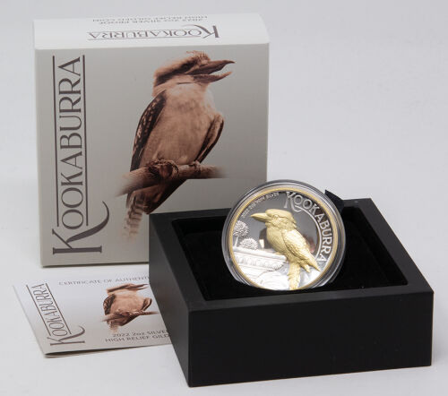 Australien 2 Dollar 2022 - Kookaburra - 2 oz High Relief vergoldet*