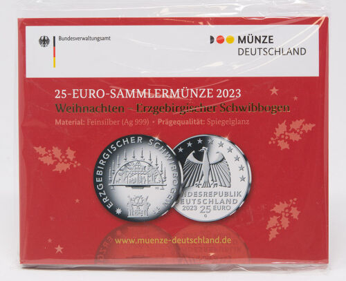 Deutschland 25 Euro 2023 - Weihnachten - Schwibbogen - Spiegelglanz