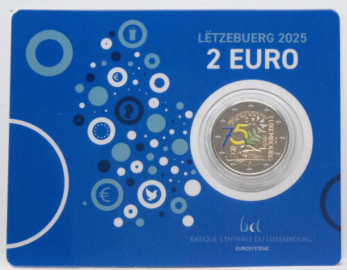 Luxemburg 2 Euro 2025 - Schumann Erklärung - Coincard coloriert