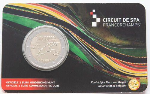 Bild zeigt 2 Euro Münze in Coincard mit Motiv der Formel 1 Strecke in Belgien