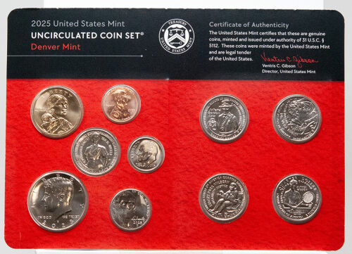 USA 2025 Kursmünzensatz Uncirculated D –  10 Münzen der Prägestätte Denver