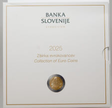 „Slowenien Kursmünzensatz 2025 BU im Folder der Banka Slovenije, 8 Euro-Kursmünzen inkl. 2-Euro-Gedenkmünze 2025, offizieller Euro-Ländersatz des Eurosystems.“