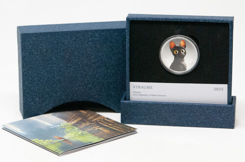 Lettland 5-Euro-Silber-Gedenkmünze 2025 „Flow“ zum Animationsfilm, Ausgabe der Bank of Latvia in Sammlerbox.