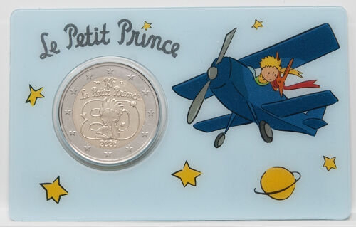 Der Kleine Prinz, umgeben von Sternen und der Länderkennung RF.