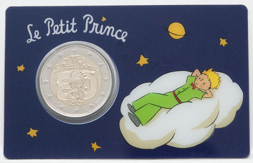 Der Kleine Prinz, umgeben von Sternen und der Länderkennung RF.