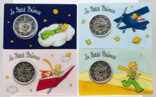 Die vier Coincards zeigen jeweils den Kleinen Prinzen in...