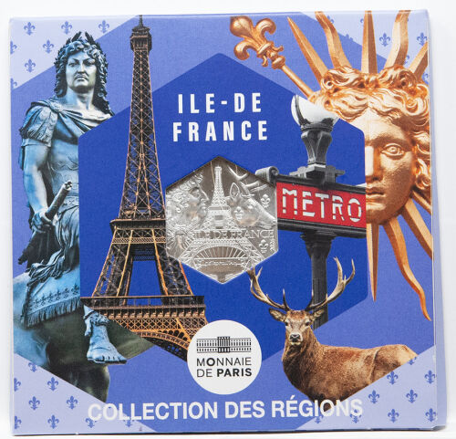 Motivseite mit Wahrzeichen der Region Ile de France und künstlerischen Ornamenten.