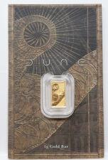 Vorderseite des 1g Dune Goldbarrens mit Sandwurm-Motiv in...
