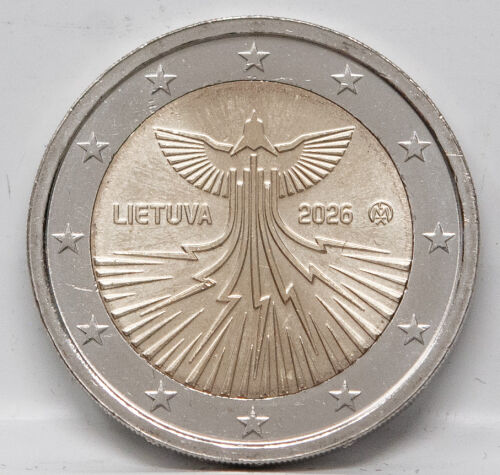 Die nationale Seite der Münze zeigt ein symbolisches Design zum Thema Energie, das moderne Netze oder Energiequellen darstellt. Oben oder seitlich ist der Ländername LIETUVA und unten das Prägejahr 2026 eingeprägt. Auf dem äußeren Münzring sind die zwölf Sterne der europäischen Flagge angeordnet.
