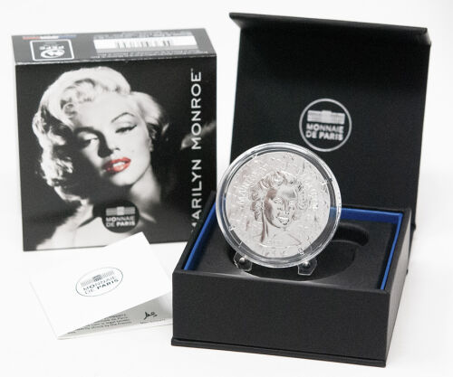 Vorderseite der Frankreich 10 Euro 2026 Marilyn Monroe Silbermünze in Polierter Platte mit dem ikonischen, detailreichen Porträt der Schauspielerin.
