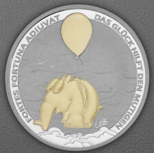 Rückseite der Tuvalu 1 Dollar 2026 Ballonifant Silbermünze mit dem offiziellen Porträt des Staatsoberhauptes und dem Nennwert.