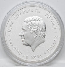Tuvalu 1 Dollar 2026 - Ballonifant - 1 oz. - Fortes Fortuna Adiuvat, vergoldet in Box