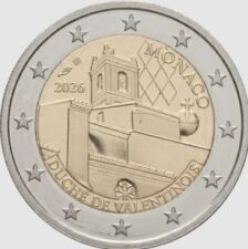 Rückseite der Monaco 2 Euro 2026 Duche de Valentois Münze mit der standardisierten europäischen 2-Euro-Wertseite.