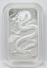 Rückseite der Rectangular Dragon PP Barrenmünze mit dem Bildnis von König Charles III. und den Feinheitsangaben.