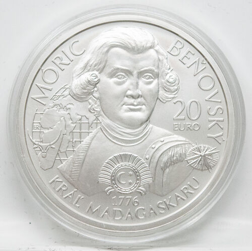 Bildseite der slowakischen 20 Euro Silbermünze 2026 Maurice Benyovszky in BU.