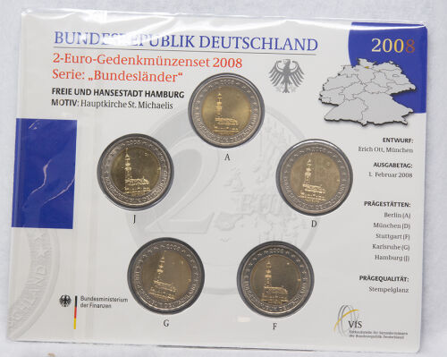 Deutschland 2 Euro 2008 - Hamburger Michel - Stempelglanz*